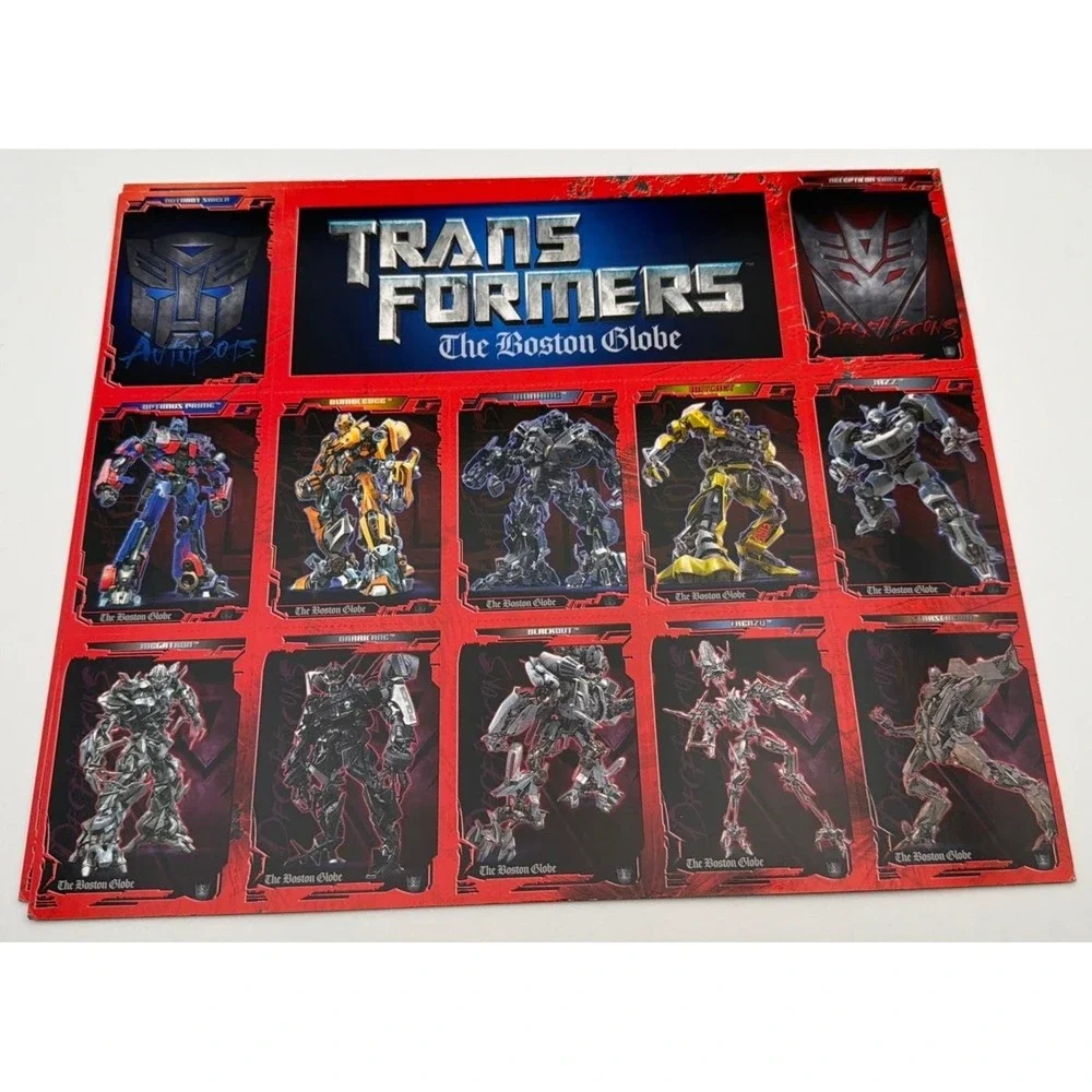 Transformers Boston Globe 2007‎ Movie Promo Trading Card Uncut Sheets Lot of 3